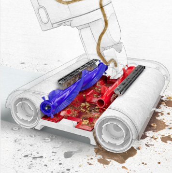 Пылесос Dyson Wash G1 (черный/синий): Очистка роликов и разделение отходов