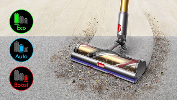 Пылесос Dyson V11 Absolute Extra Pro Gold: Выбор режима уборки в зависимости от типа загрязнения